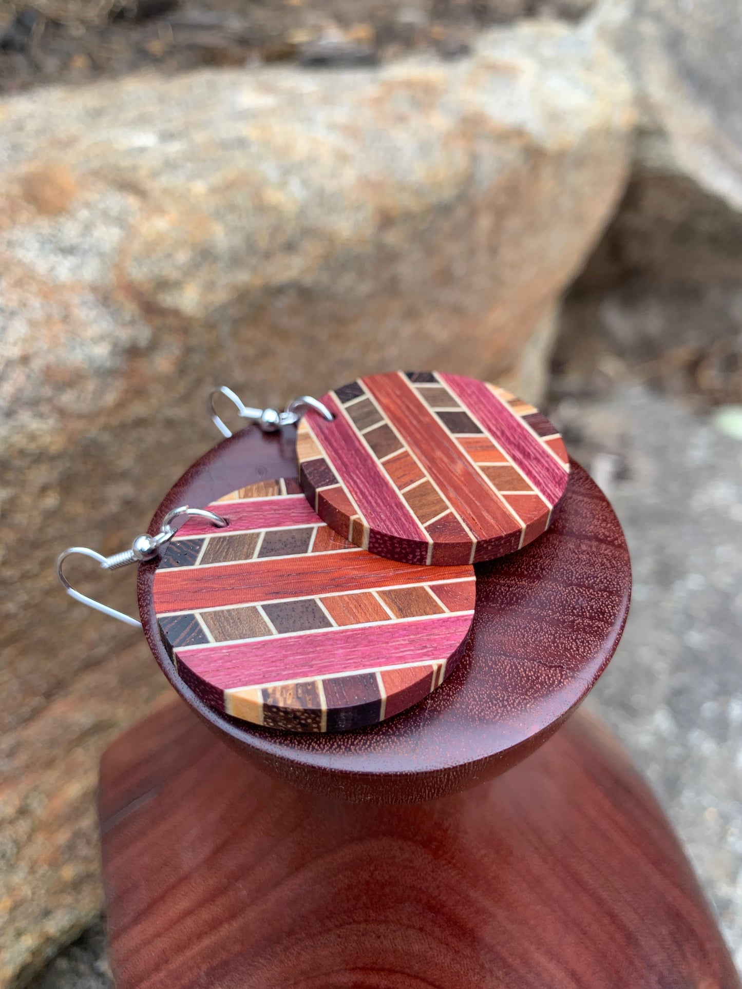 Vivid Geometry Wooden Earrings