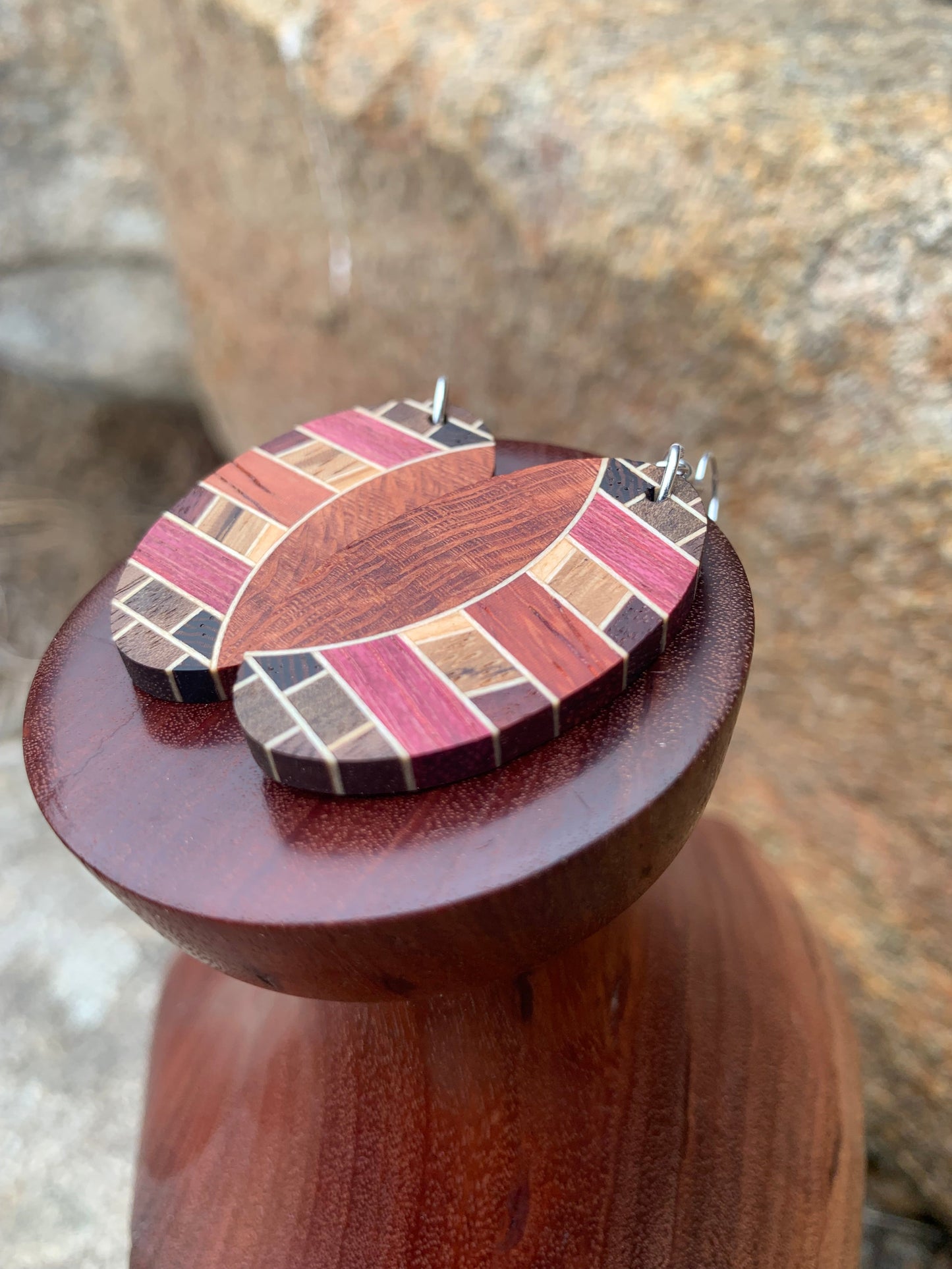 Geometric Fusion Wooden Earrings