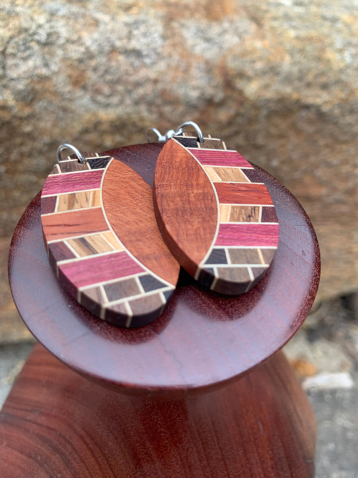 Geometric Fusion Wooden Earrings