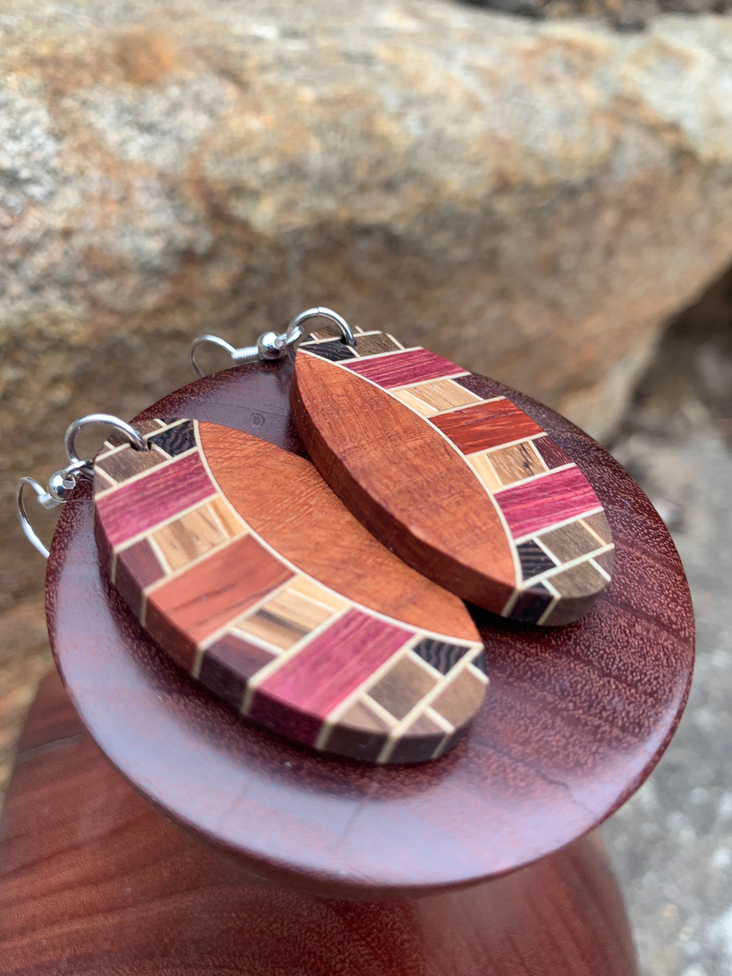 Geometric Fusion Wooden Earrings