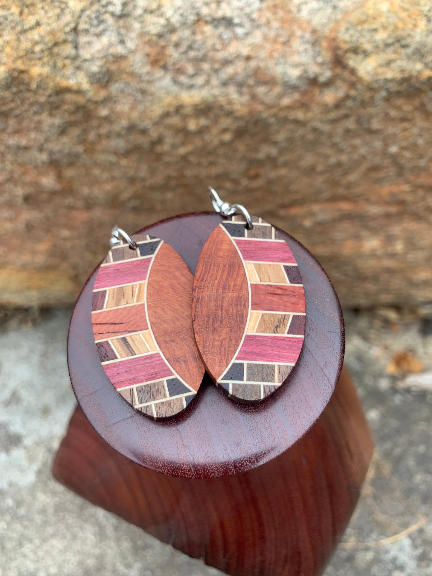 Geometric Fusion Wooden Earrings