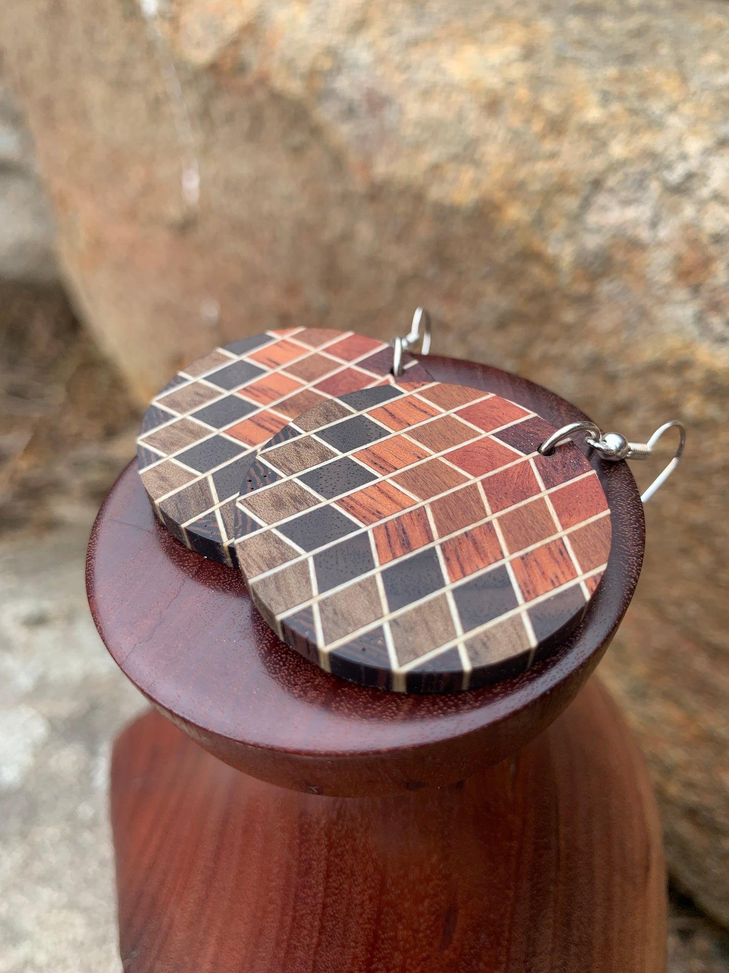 Geometric Diamant Wooden Earrings