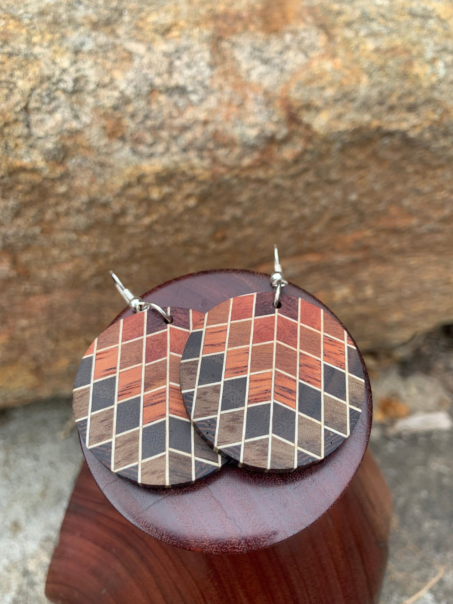 Geometric Diamant Wooden Earrings