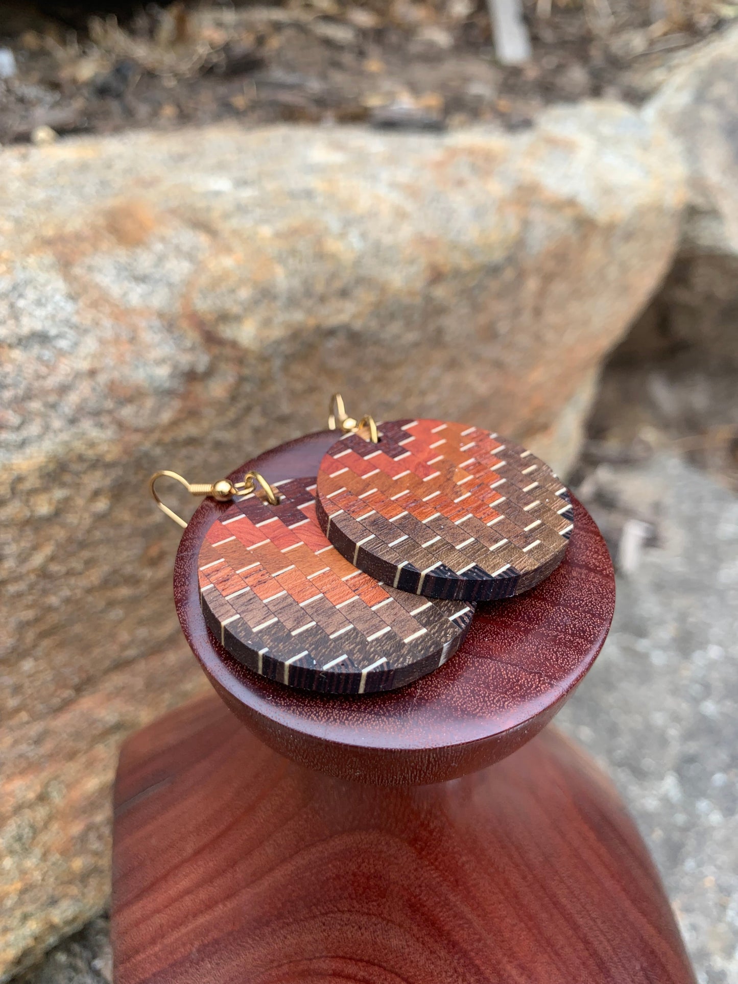 Rectangular Cascade Wooden Earrings
