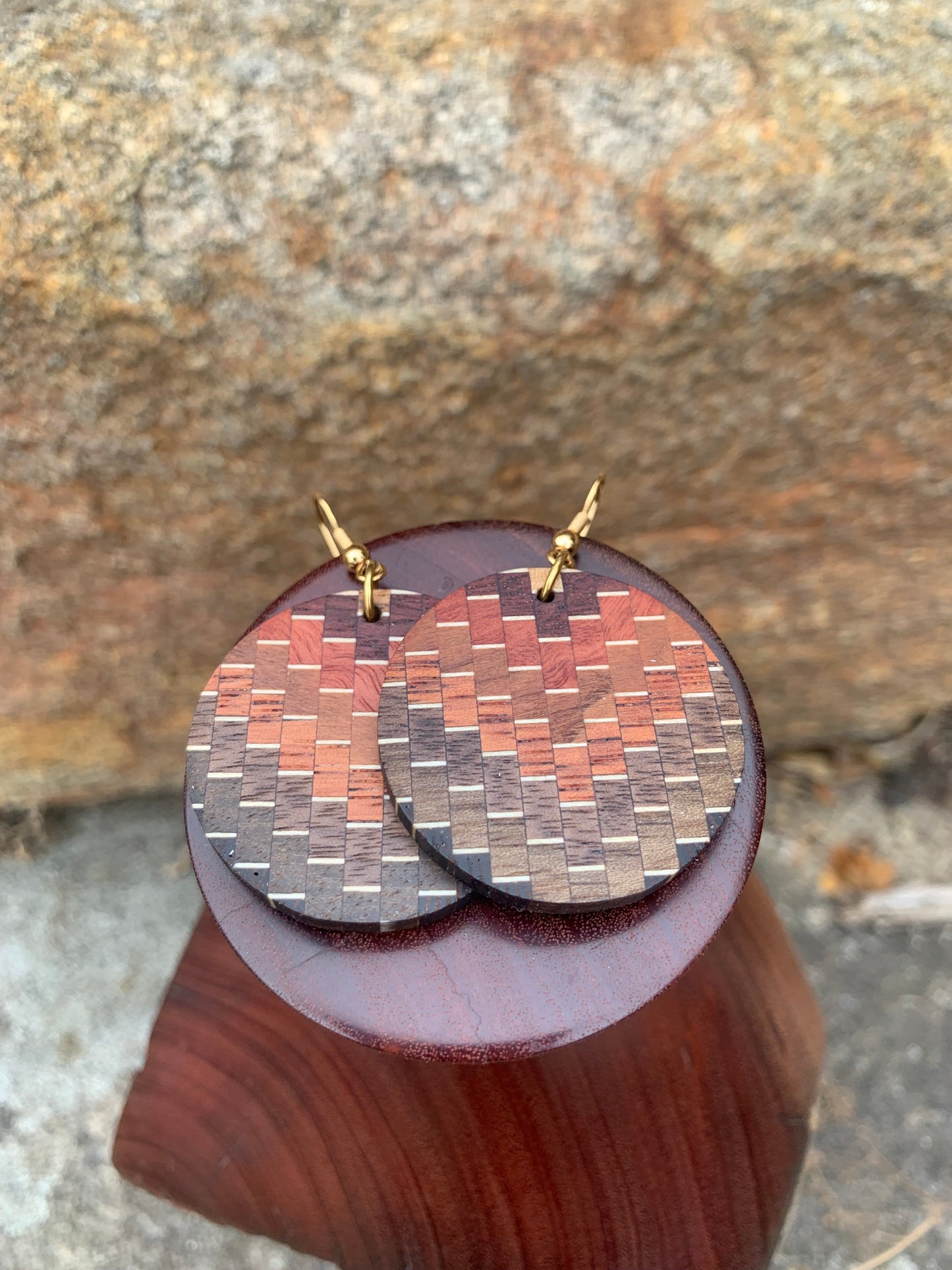 Rectangular Cascade Wooden Earrings