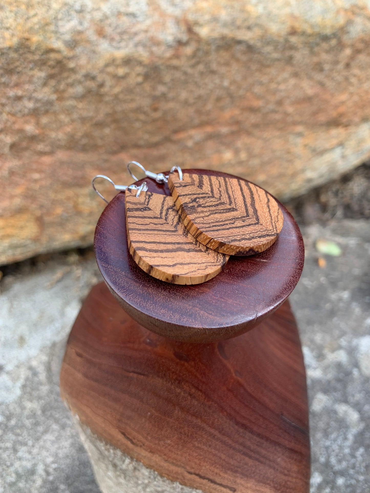 Zebra Tears Wooden Earrings