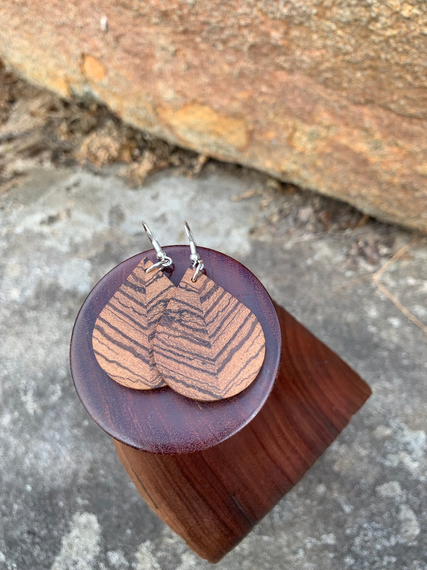 Zebra Tears Wooden Earrings