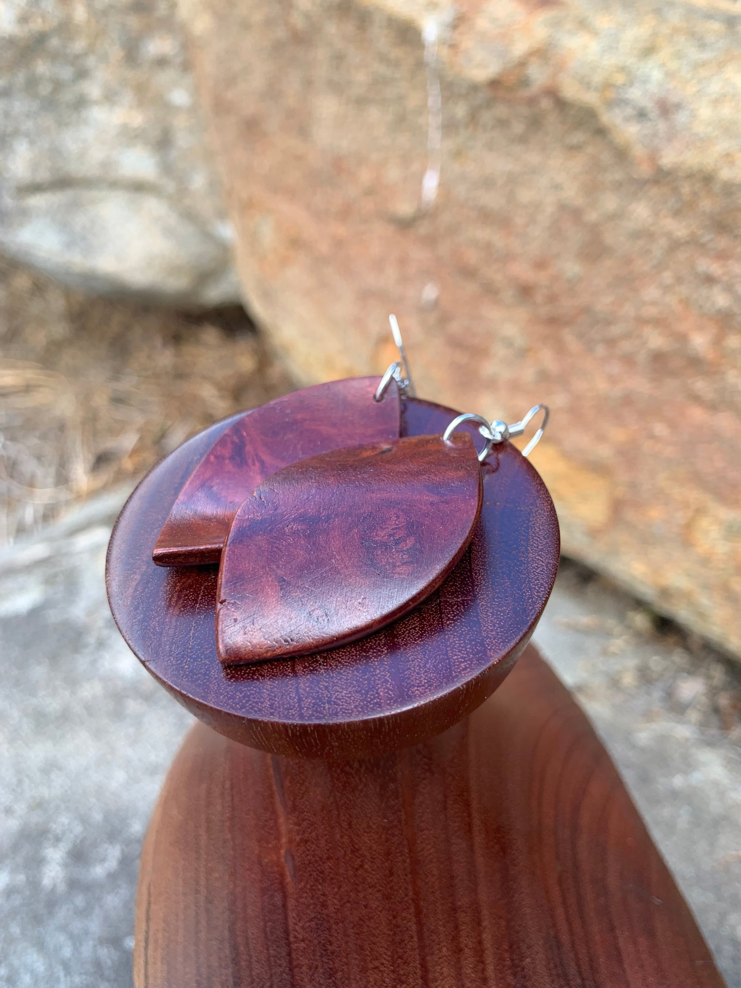 Jarrah Burl, Curved Leaf Wooden Earrings