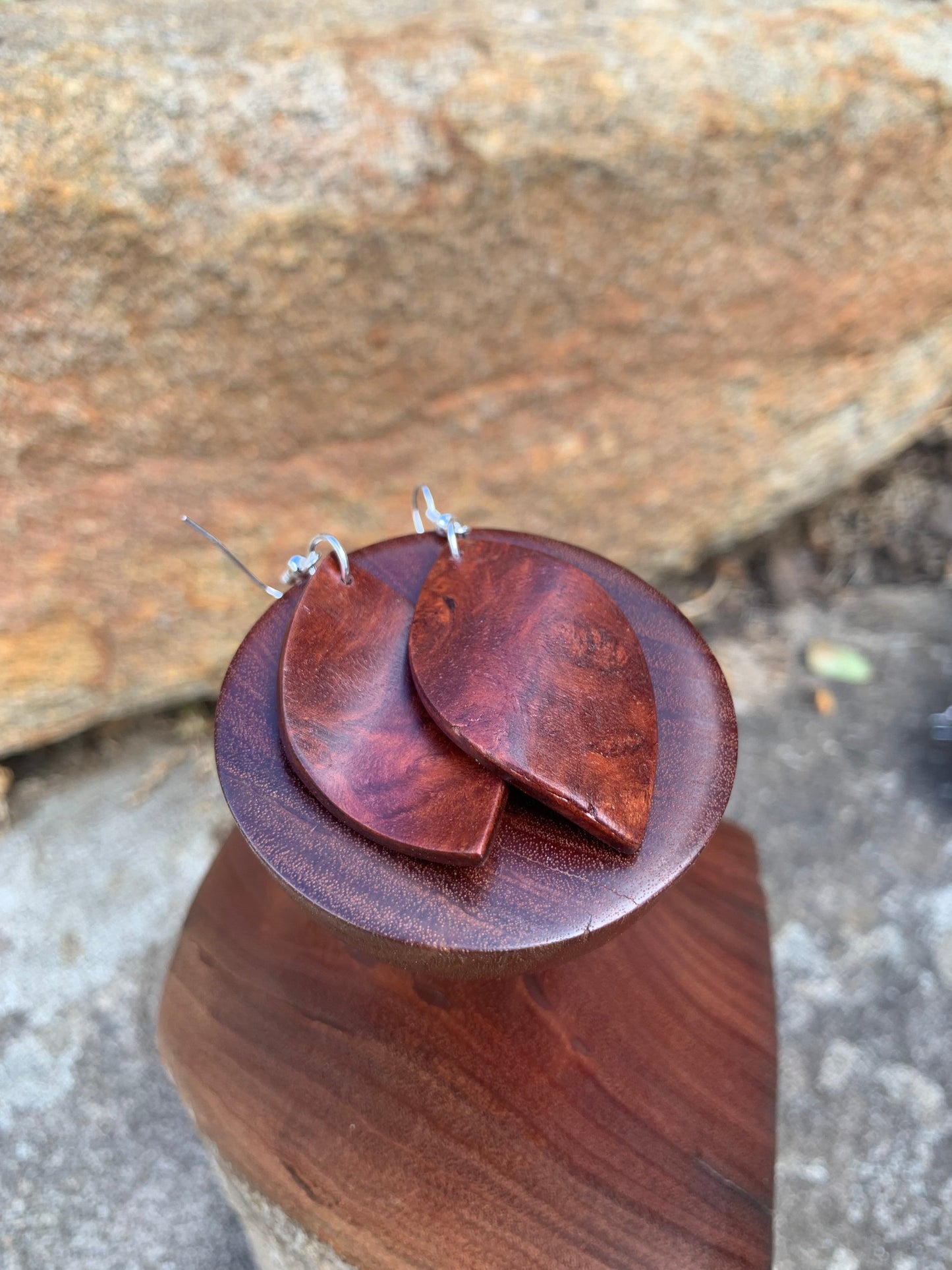 Jarrah Burl, Curved Leaf Wooden Earrings
