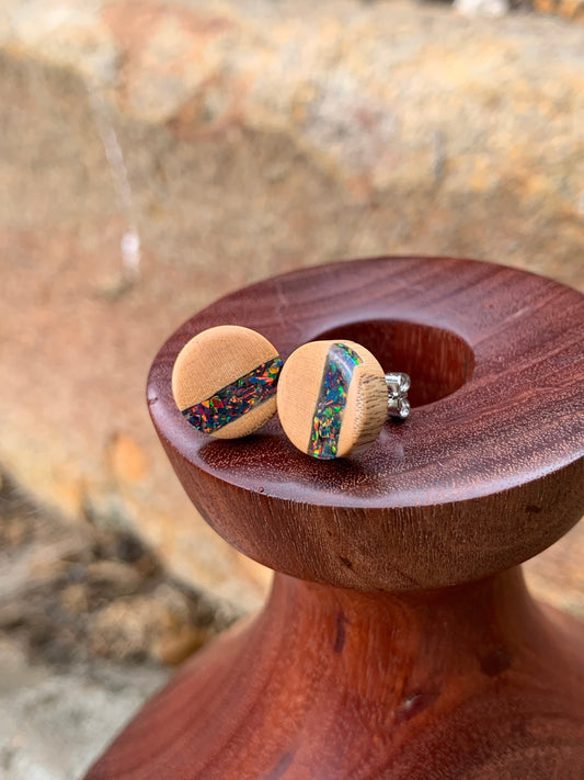 Milky Way Wooden Stud Earrings