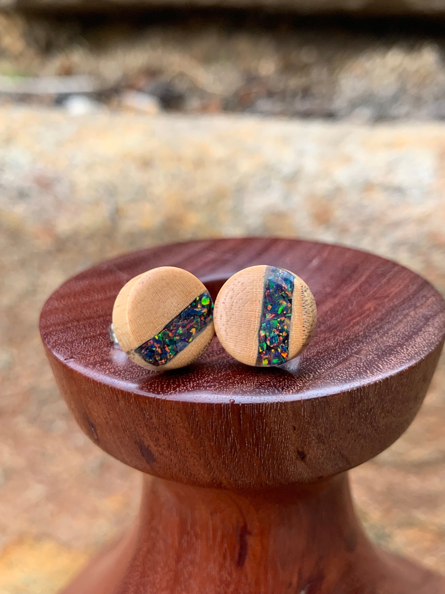 Milky Way Wooden Stud Earrings