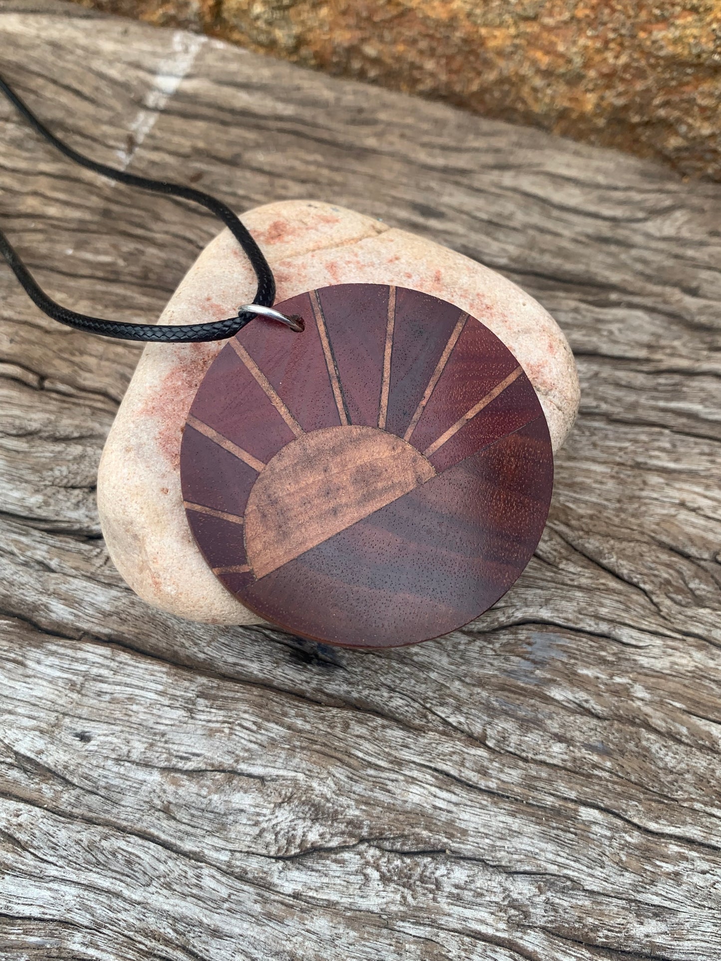 "Outback Sunset" Wooden Pendant, Handcrafted in Australia