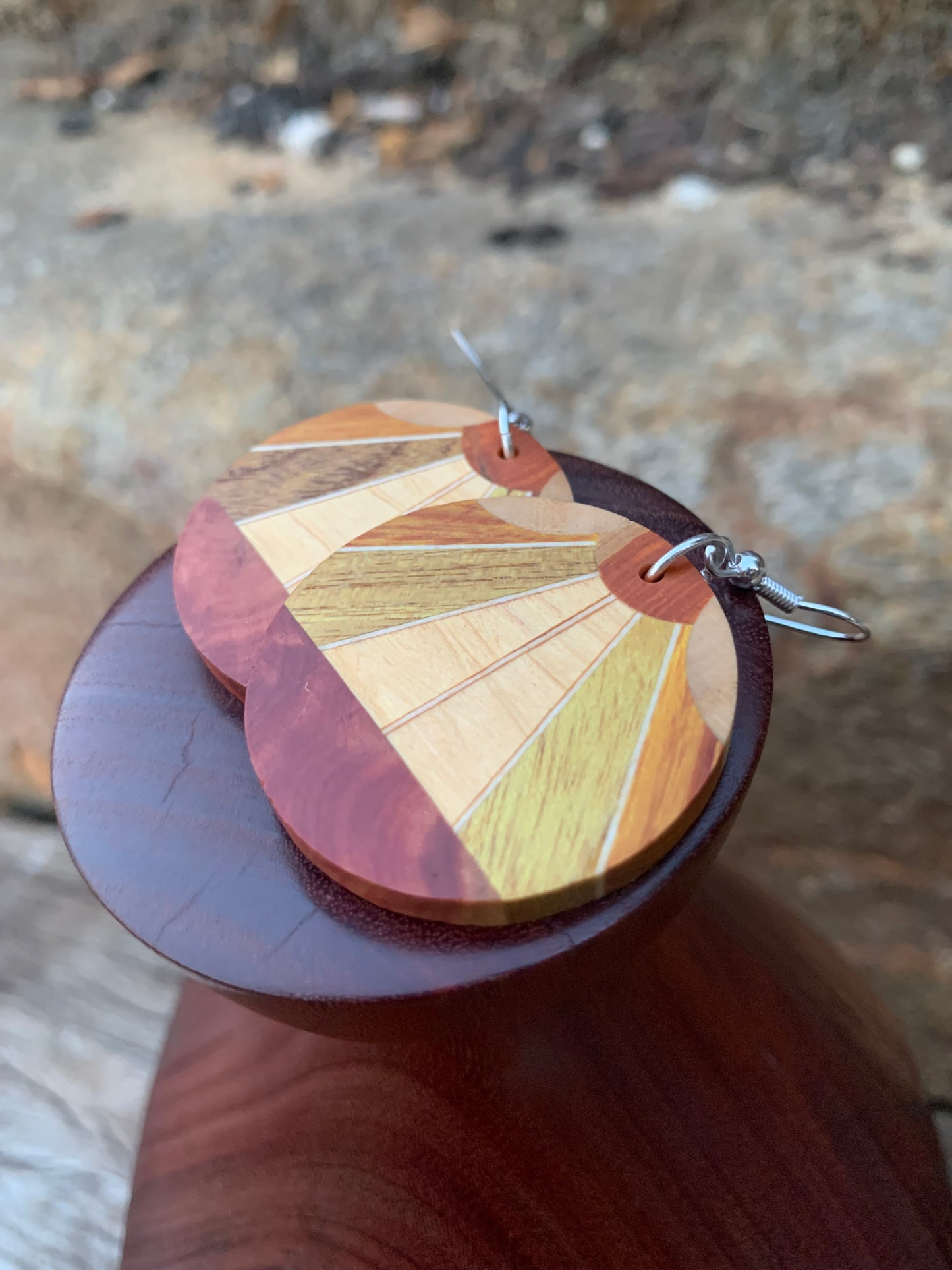 Autumn Sunburst Wooden Earrings