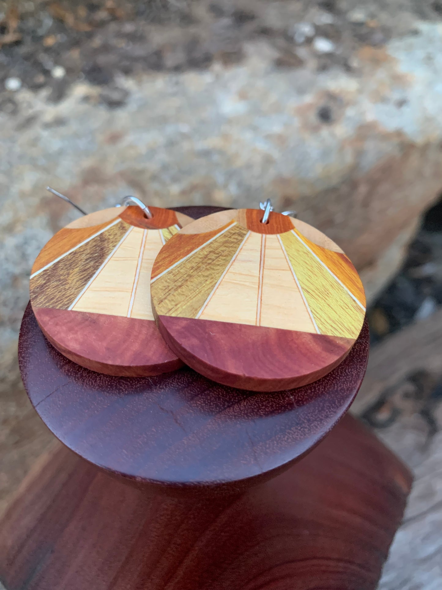 Autumn Sunburst Wooden Earrings