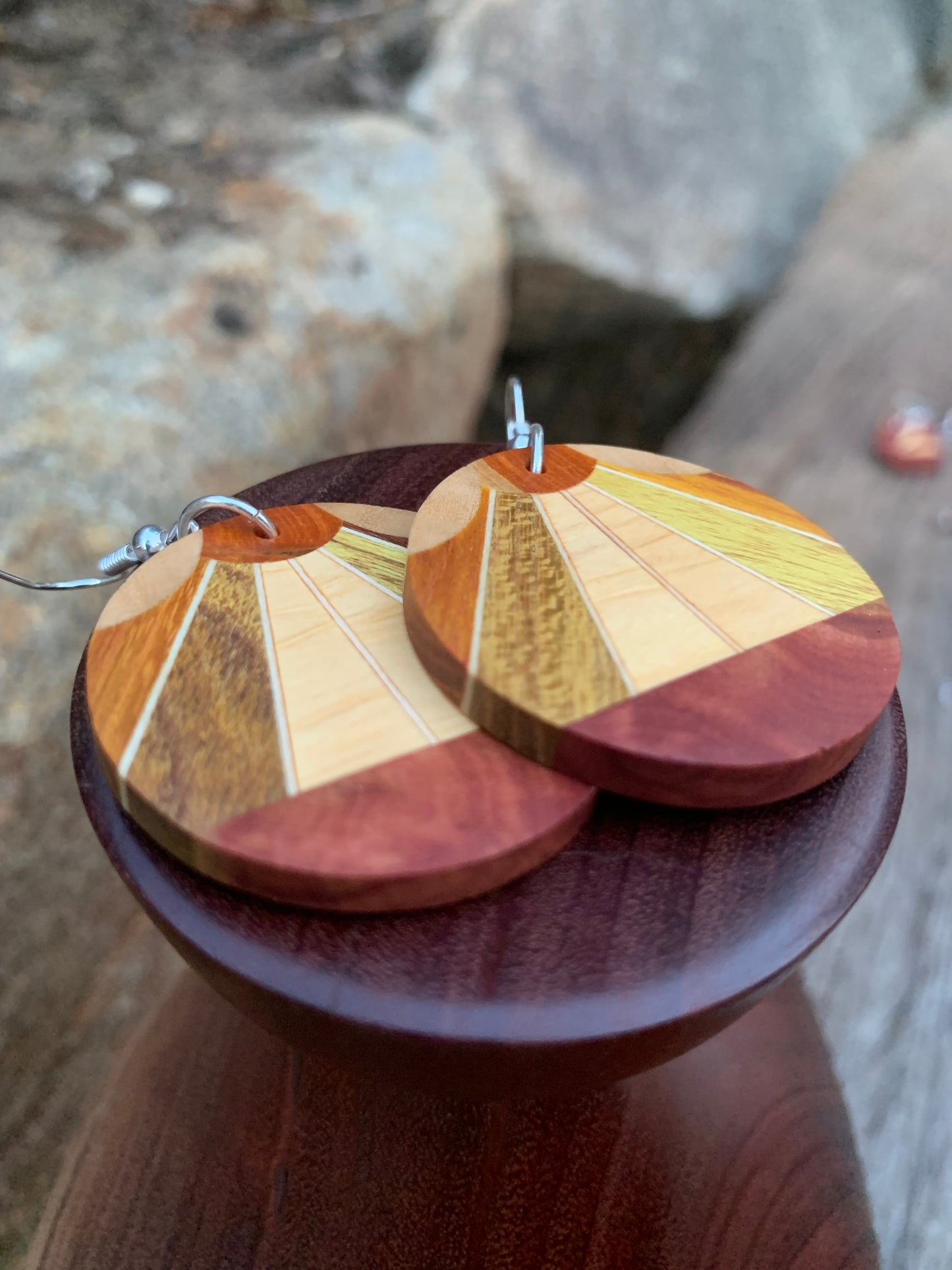 Autumn Sunburst Wooden Earrings