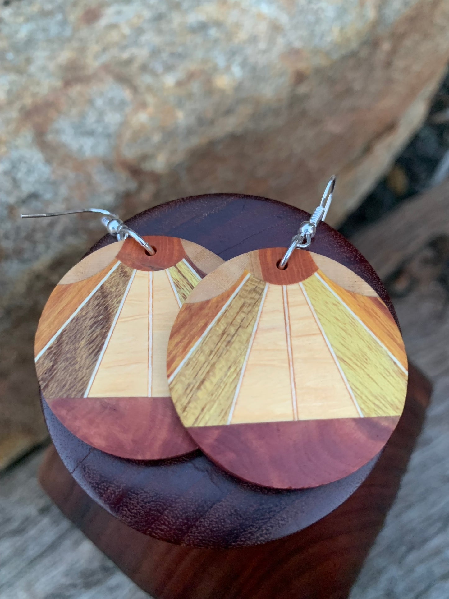 Autumn Sunburst Wooden Earrings