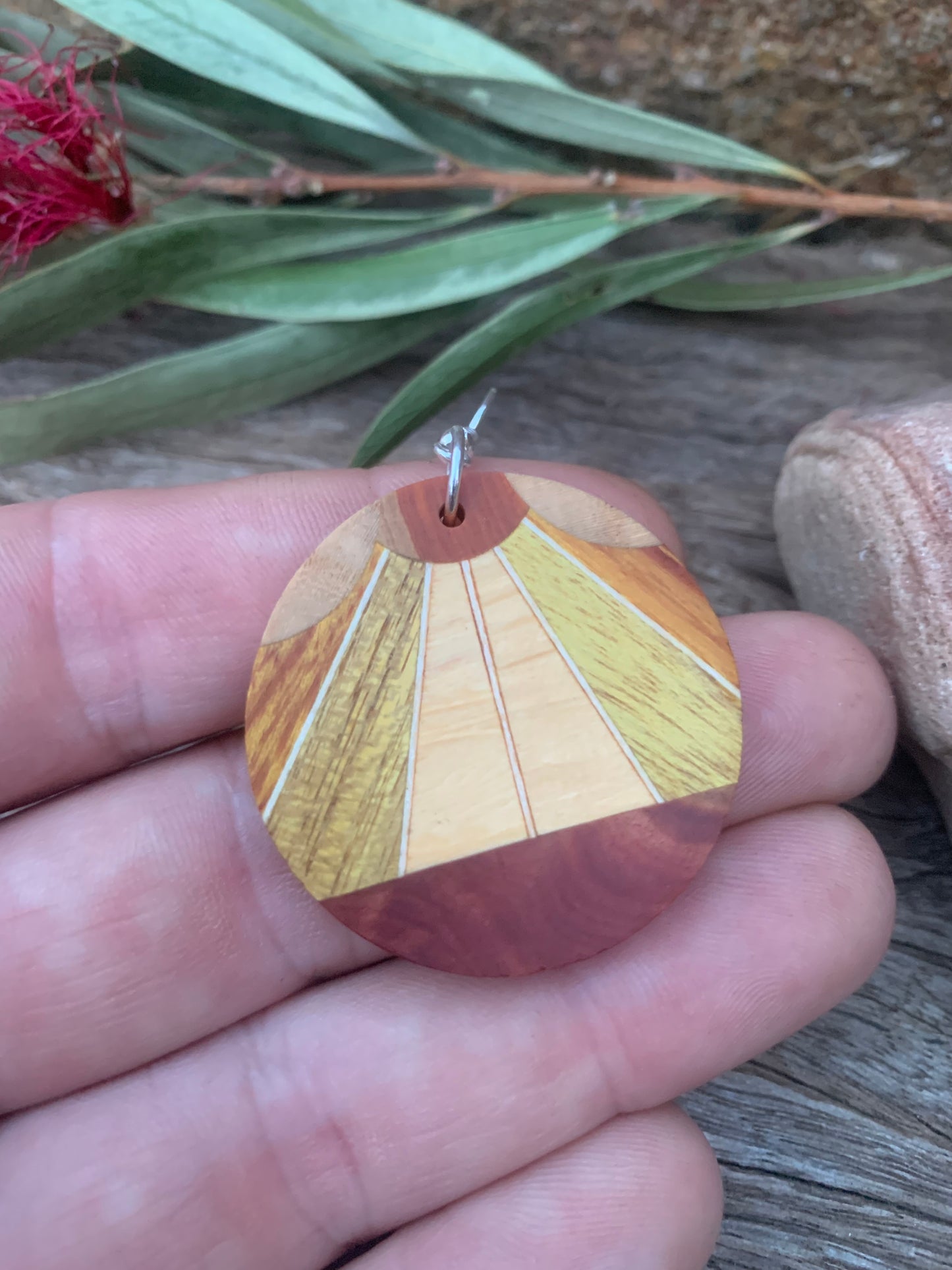 Autumn Sunburst Wooden Earrings