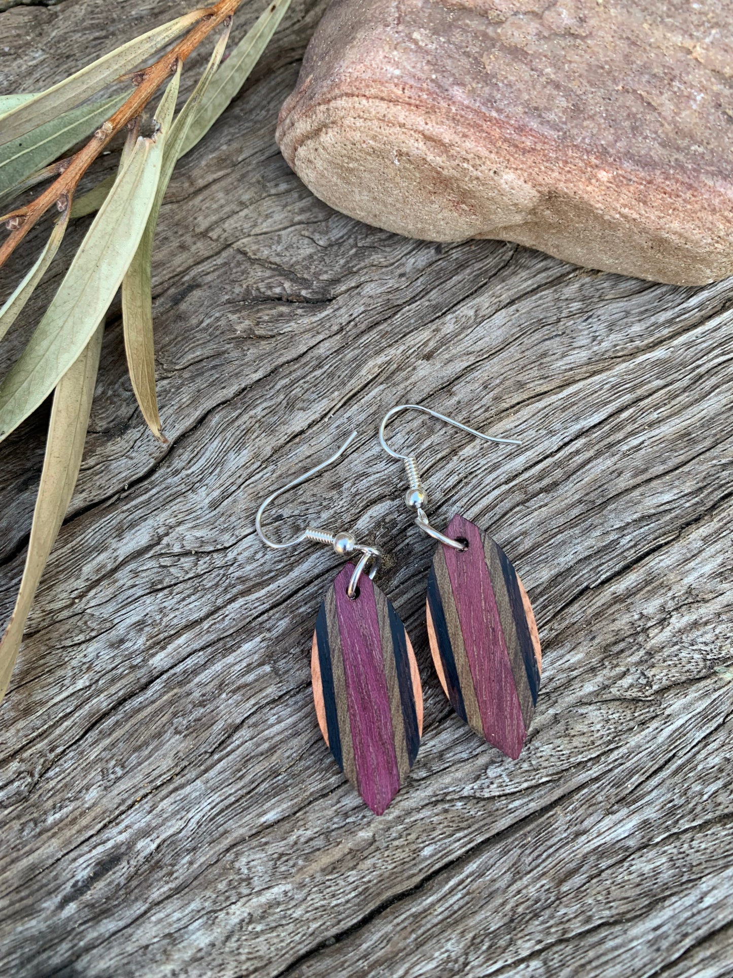 Purple Heart Wooden Earrings