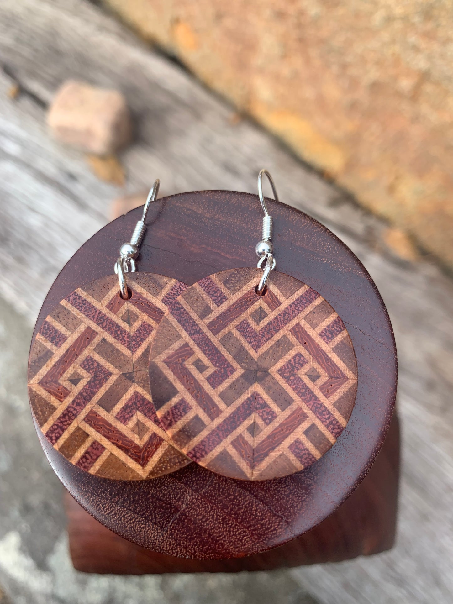 Chainmail Weave Wooden Earrings