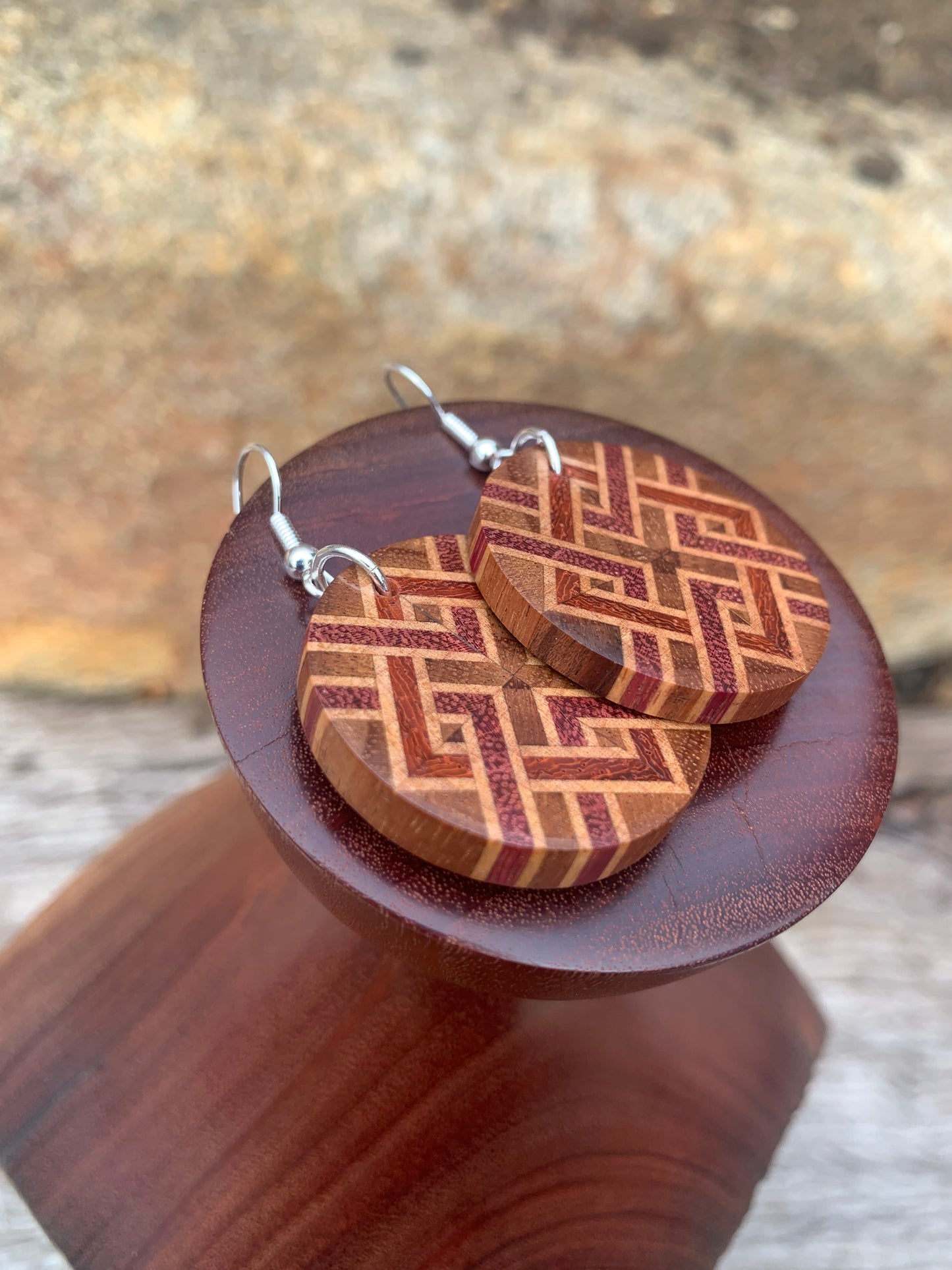 Chainmail Weave Wooden Earrings
