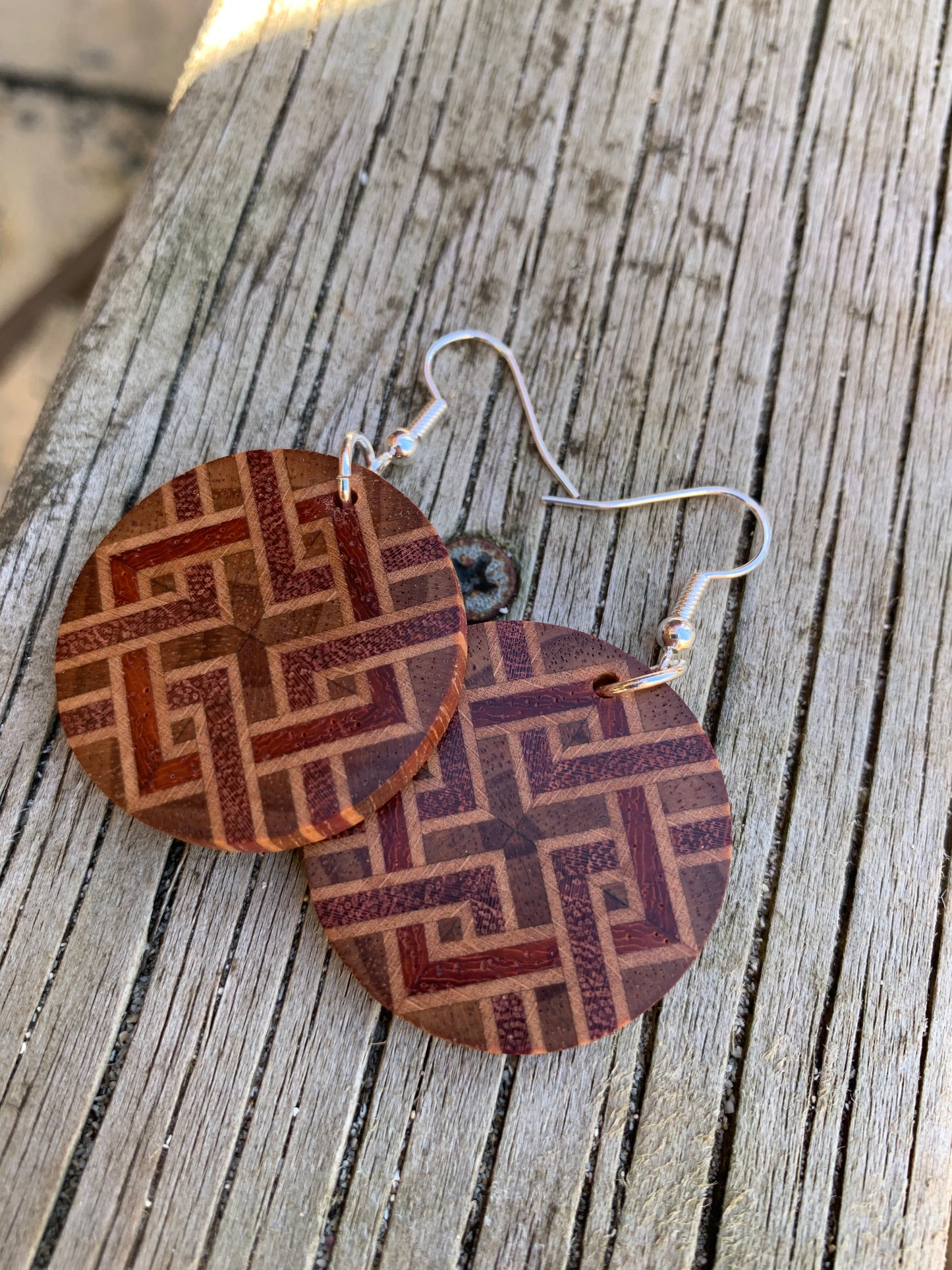 Chainmail Weave Wooden Earrings
